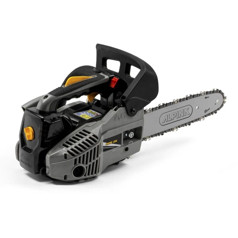 Alpina - Tronçonneuse d'élagage apr 25 (10)'', Guide-chaîne 25 cm (10''), Moteur thermique 25,4 cc, 900 w, Vitesse de chaîne 21 m/s, Pompe à huile