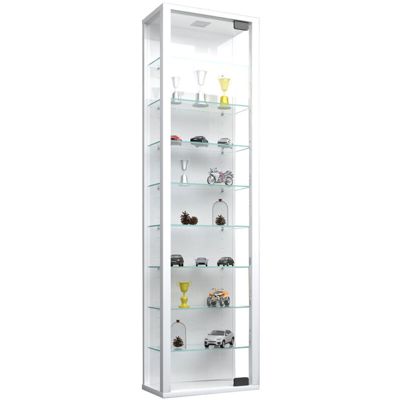 Stano Maxi Vitrine, 1 porte vitrée, éclairage led inclus, à fixer au mur, blanc.