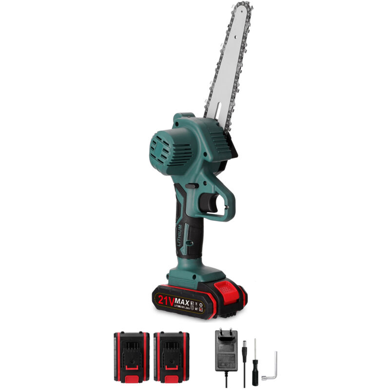 Meterk - Mini tronconneuse a batterie, Scie électrique portable sans fil de 6 pouces avec 2 batteries