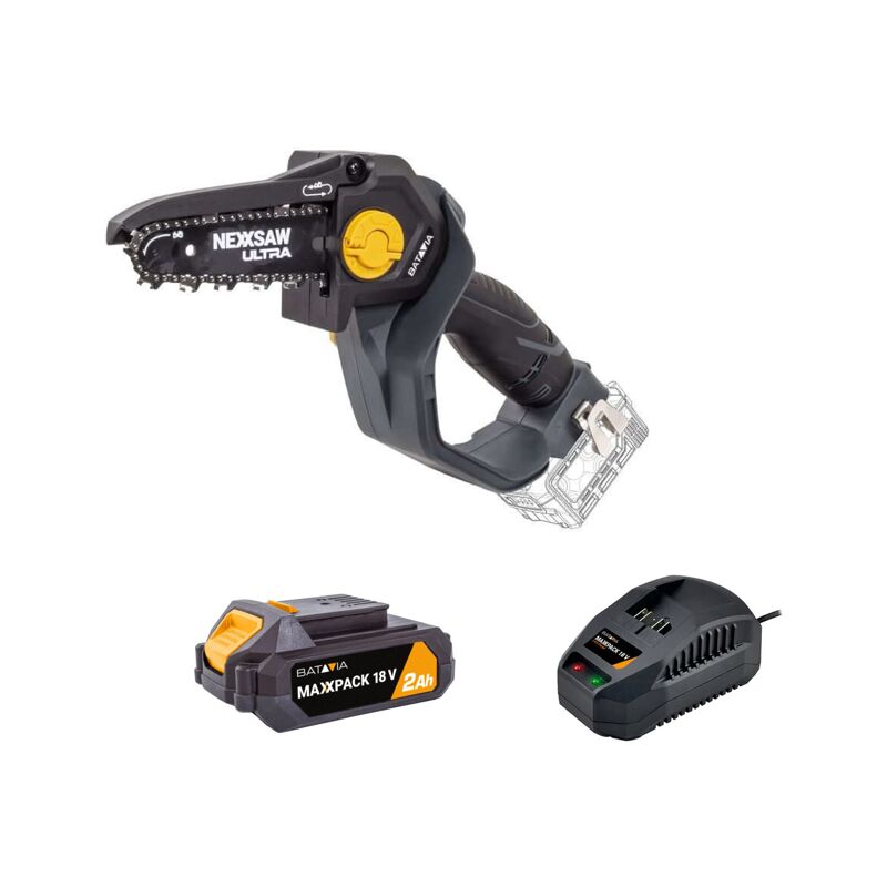 Tronçonneuse à une main 7'' Nexxsaw® brushless 18V sans fil Batavia Ultra - Batterie 2.0 Ah et chargeur 2.4 Ah inclus