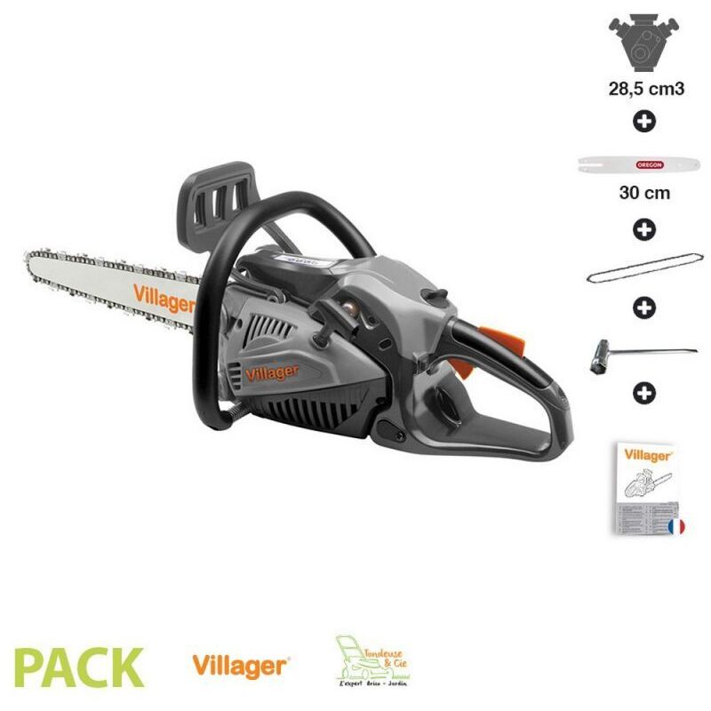 Tronçonneuse élagueuse thermique 1,4cv 29cc guide Oregon 30 cm anti-vibration Villager VGS 3011PE