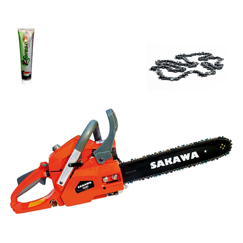 Tronçonneuse moteur à essence 2 temps 38cc épée de 14 pouces + Huile 2 Temps 125ml + Chaîne