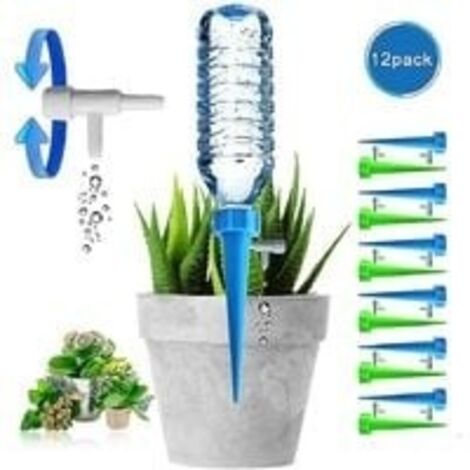 Tropfbewässerungsflasche, automatischer Pflanzensprenger, Tropfbewässerung mit Steuerventil für Garten, Haus, Innen- und Außenbereich (12 Stück)