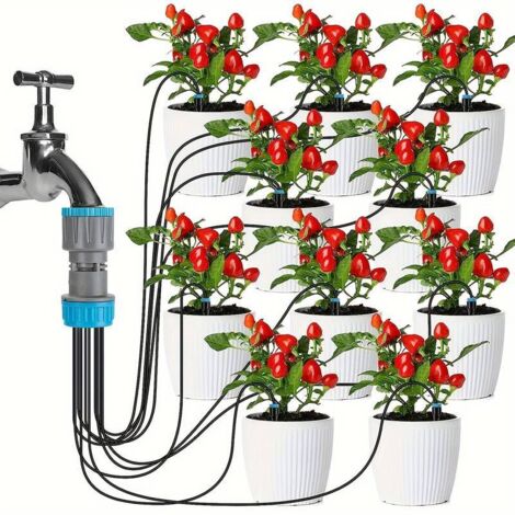 Tropfbewässerungsset, Pflanzenbewässerungsausrüstung, Gartenbewässerungssystem, Pflanzenbewässerungsausrüstung mit 10 Tropfköpfen, für Garten und Rasen