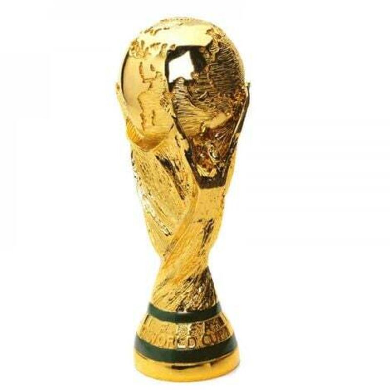 Trophée de la Coupe du Monde en résine naturelle plaqué or – Réplique 21 cm – Décoration pour bureaux et salons – Cadeau pour fans de football