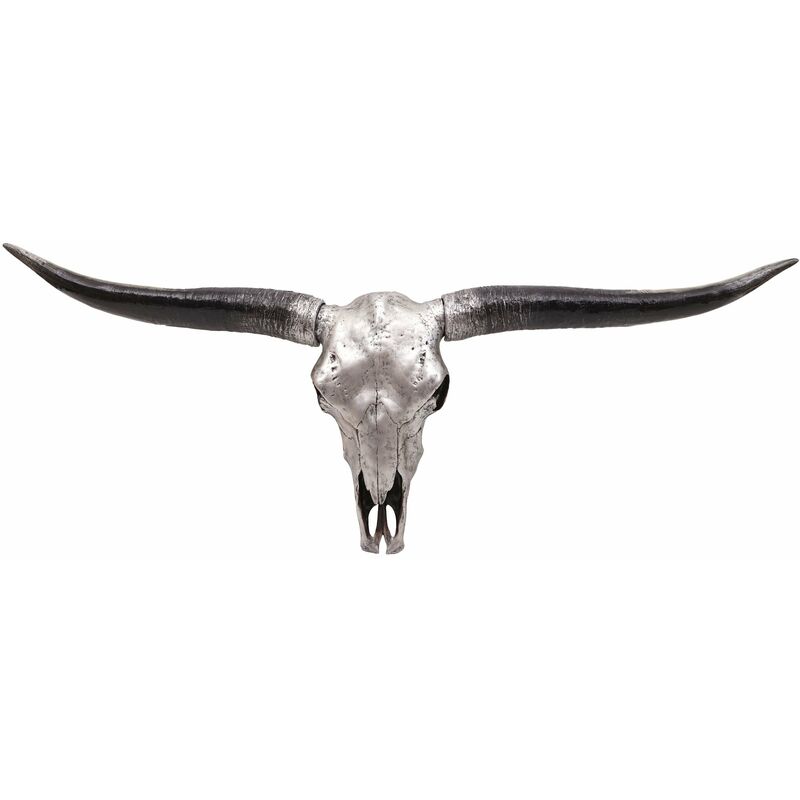 Trophée de tête de taureau longhorn crâne décoratif 132cm argenté trophée intérieur extérieur décoration murale 040002846