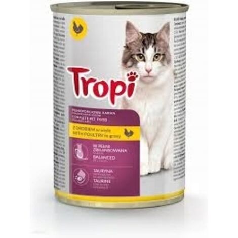 TROPI Comida húmeda para gatos con aves lata 415g AVES GATO