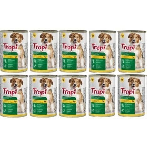 TROPI Nassfutter für Hunde mit Geflügel in Sauce 415 g x 10 Stück POULTRY Hund
