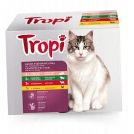 TROPI Nassfutter für Katzen, Beutel 100 g, Geschmacksmischung x 12 Stück