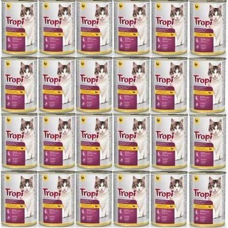 TROPI Nassfutter für Katzen mit Geflügel 24 Stück x 415 g Geflügel Katze