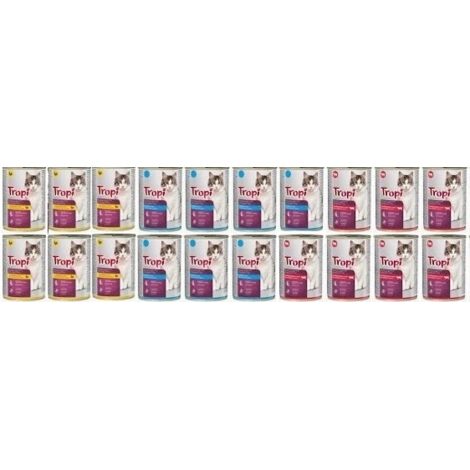 TROPI Nassfutter für Katzen MIX OF FLAVORS 20 Stück x 415g Dose Katze