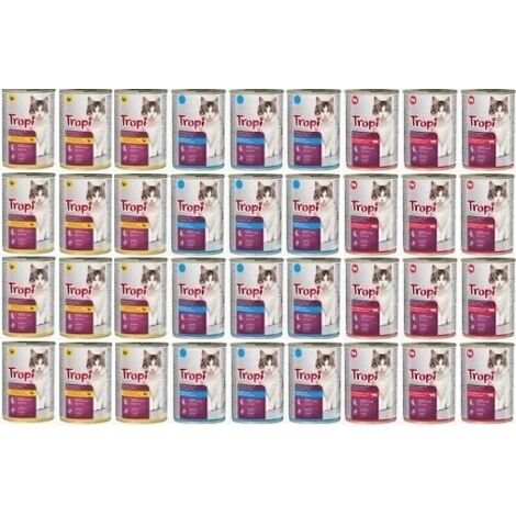 TROPI Nassfutter für Katzen MIX OF FLAVORS 36 Stück x 415g Dose Katze
