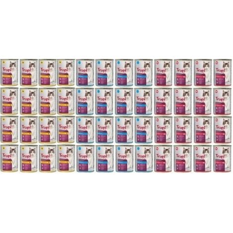 TROPI Nassfutter für Katzen MIX OF FLAVORS 48 Stück x 415g Dose Katze