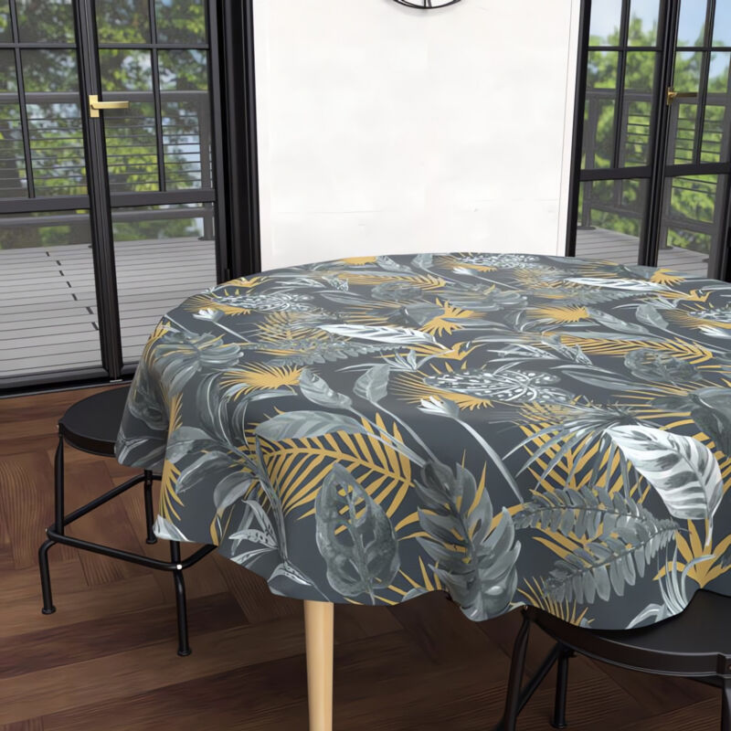 Soleil D Ocre - Nappe ronde anti-tâches 180 cm tropic, par Soleil d'ocre