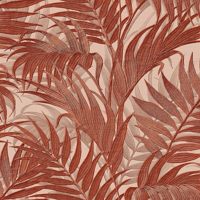 Tropical Palm Leaf Orange Wallpaper Design Id Textured Paste The Wall Vinyl