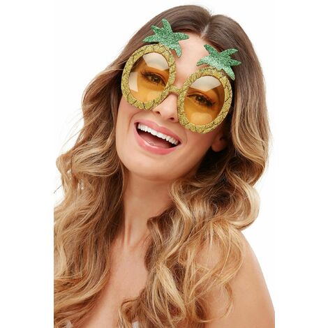 Tropical Pineapple Glitter Glasses - Yellow - 52032