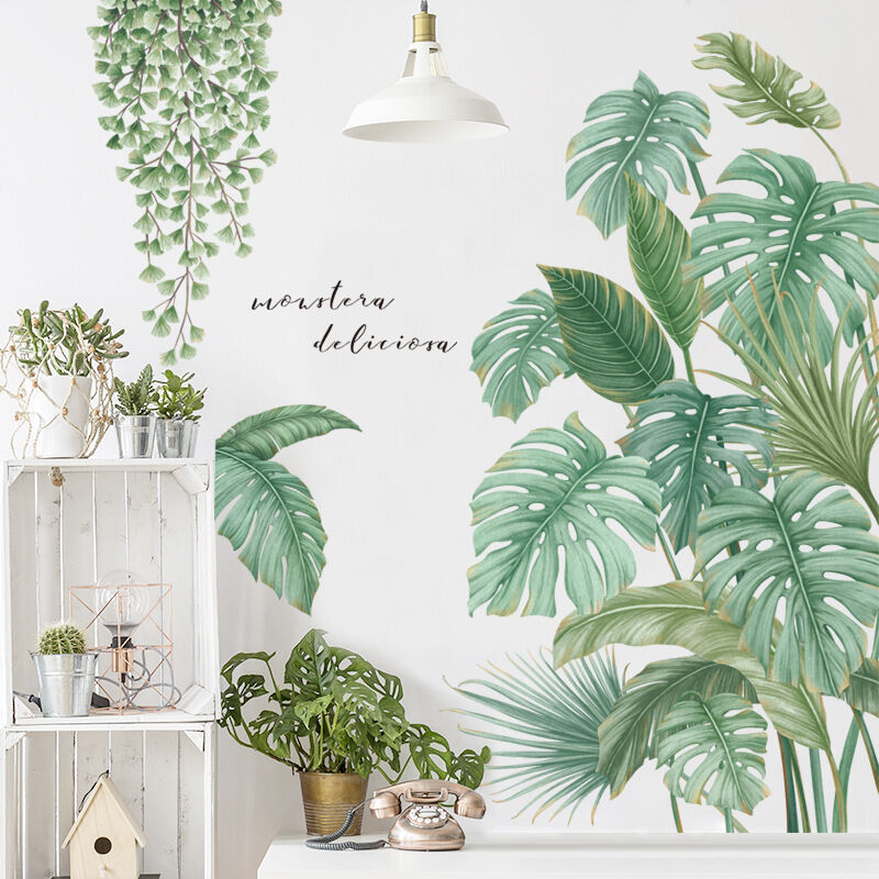 Tropical Plant Wall Sticker Decorative Sticker Green Leaves Large Wall Decoration Living Room Bedroom Office