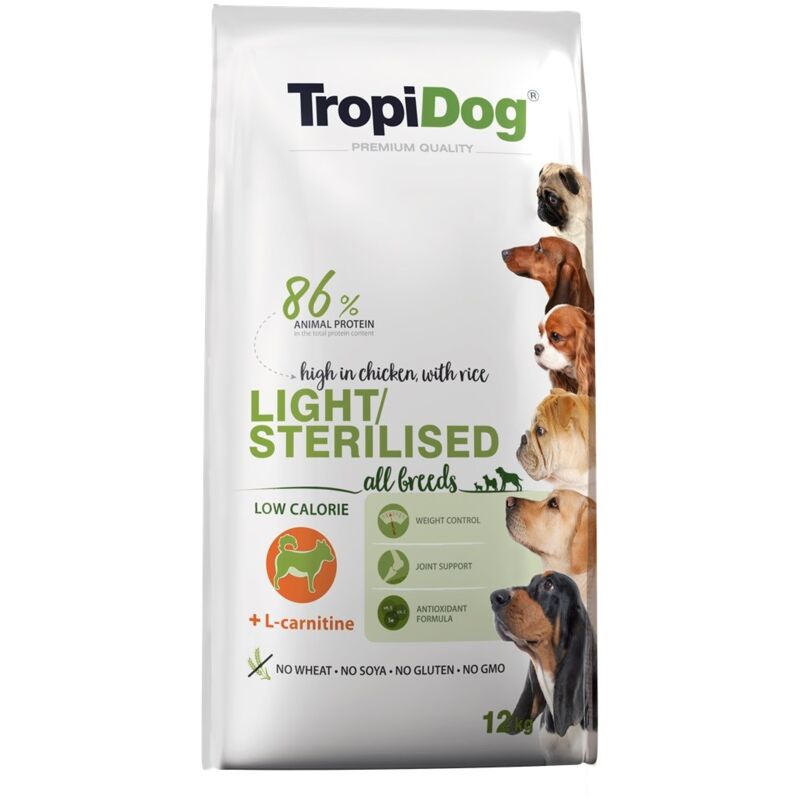 TROPIDOG Light Sterilized Adult - nourriture sèche pour chien - 12 kg