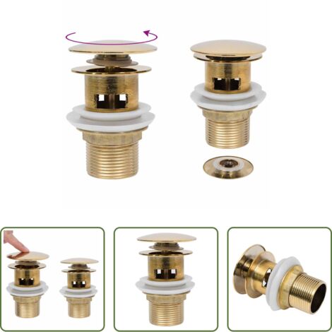 Troppopieno -  Scarico a Pressione con Troppopieno Oro 6,4x6,4x9,1 cm