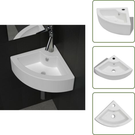 Troppopieno - vidaXL Lavandino con Troppopieno 45x32x12,5 cm Bianco - Installazione a parete
