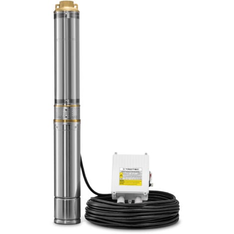 TROTEC Bomba para pozo profundo TDP 5500 E, Capacidad de bombeo: 6000 l/h, Carcasa De Acero Inoxidable, IP68