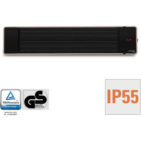 TROTEC Calefactor por radiación de luz negra IRD 1200 Radiador Infrarrojo Para exteriores Radiadores de terraza 1.200 W IP55 clase de protección Incluye soporte de pared y techo