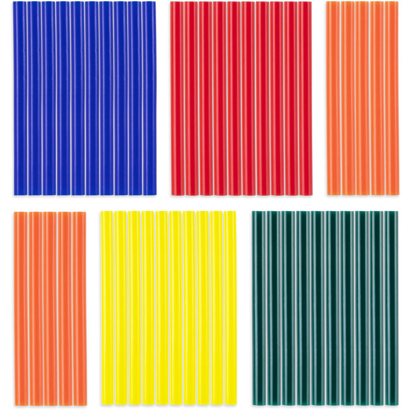 Image of Confezione di stick di colla a caldo colorati, 50 pezzi (ø 11 mm) - Per incollare e decorare legno, plastica, tessuti, cartone, carta, ceramica,