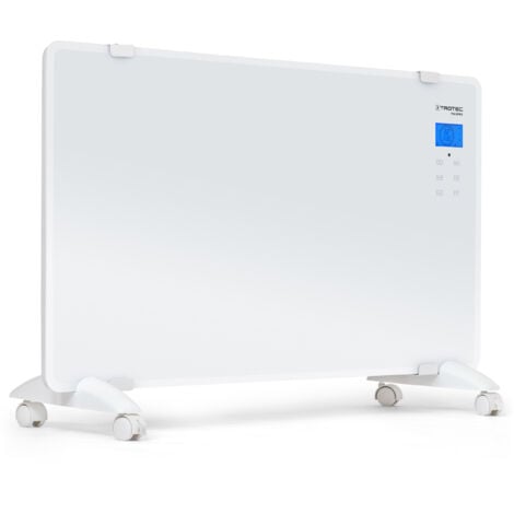 TROTEC Convector Cristal de Diseño TCH 2010 E, 2.000 W, Calefactor, Radiador, Control Temperatura Automático, 2 Niveles de Calor, Mando a Distancia, Pantalla LCD táctil