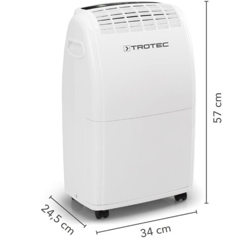 TROTEC Deumidificatore elettrico per ambienti TTK 75 E – potenza 20 L/giorno – superficie 45 m² / 110 m³ – dispositivo di deumidificazione con spegnimento automatico
