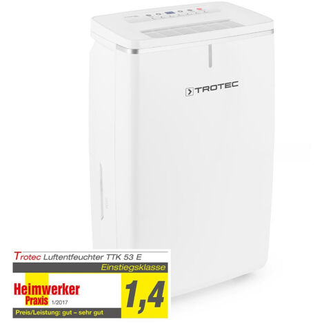 TROTEC Deumidificatore elettrico TTK 53 E – potenza 16 L/giorno – superficie 31 m² / 78 m³ – con spegnimento automatico – per appartamenti e camere da letto