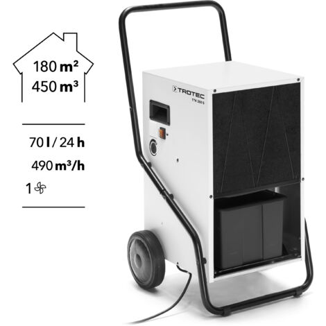 TROTEC Luftentfeuchter TTK 350 S – Leistung 70 L/Tag – Fläche 180 m² / 450 m³ – Bautrockner – für große Räume