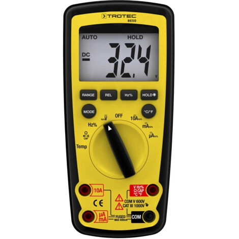 Trotec – Multimètre numérique 11 fonctions – CAT III 1000V / CAT IV 600V – IP67 étanche – Sélection automatique de calibre – Mesure de température