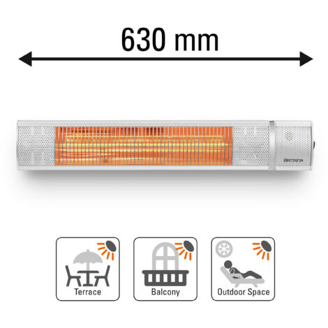 TROTEC Stufa da installazione IR 2050 – potenza termica 750 W / 1500 W / 2000 W – stufa a infrarossi, IP65, da esterno, incluso telecomando
