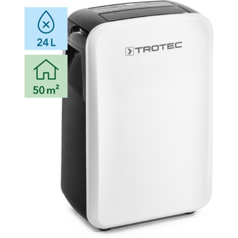 TROTEC TTK 71 E Déshumidificateur d'air, Déshumidificateur Electrique, Déshumidificateur Portable, Absorbeur d'humidité, Déshumidification Max. 24 l/j, pour 50 m² Max., Hygrostat intégré