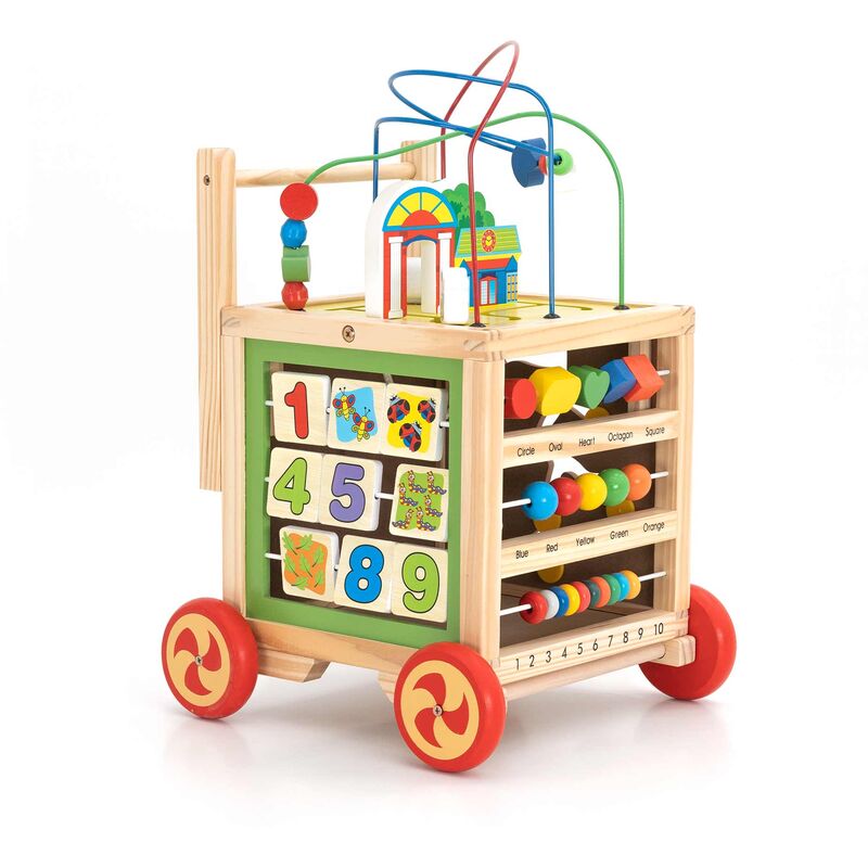 Robincool - Trotteur pour Bébés Multi-Activités Montessori Corfù 33x33x45 cm en Bois Éco Développement Psychomoteur