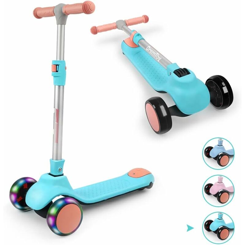 Yoleo - Trottinette pour Enfants 2-14 Ans, 4 Hauteur Réglable, 3 Roues LED élégantes, Trottinette Pliante, Charge Maximale 50 kg, Cadeau pour