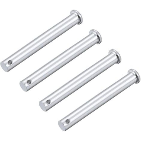 Trou Unique Chape Broches 10mm x 80mm Tête Plate Tête Zingage Solide Acier Axe Charnière 4Pcs