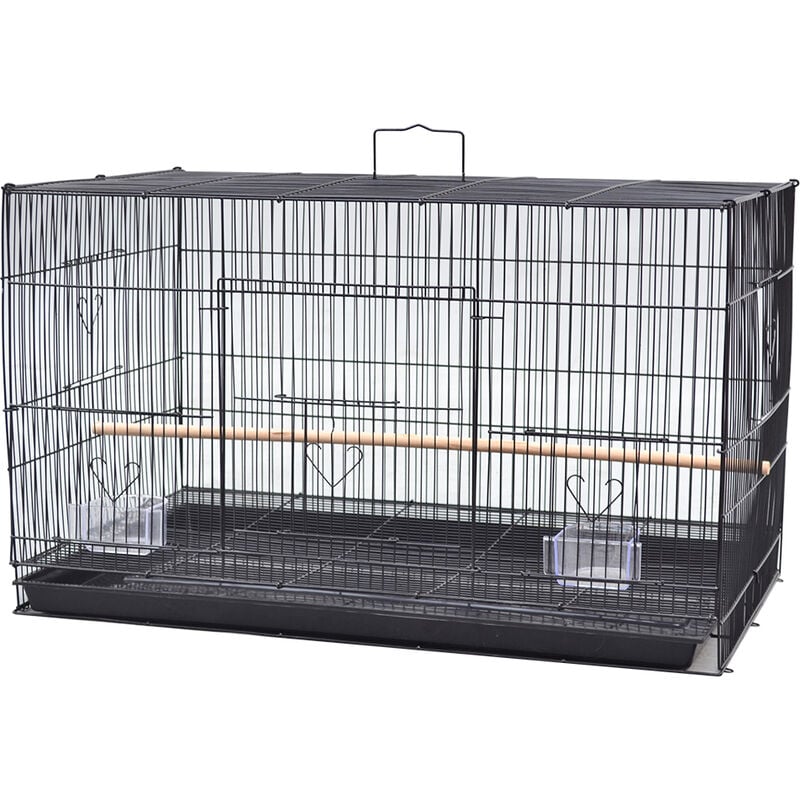 Troupeau de petites et moyennes cages d'élevage en métal épais taille 75.5×45×45cm (noir)