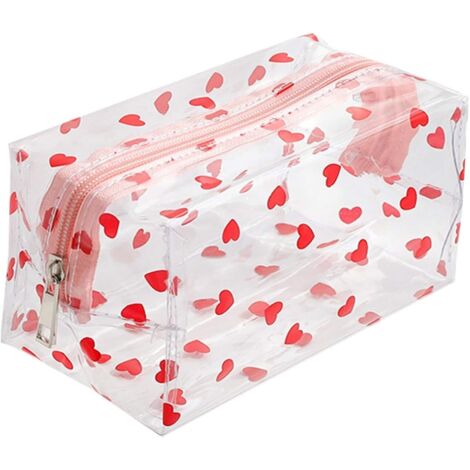 Trousse à cosmétiques transparente pour femmes (amour),