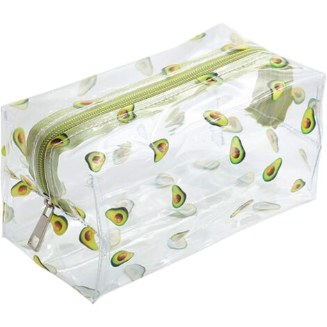 Trousse à cosmétiques transparente pour femmes en dessin animé mignon (avocat),