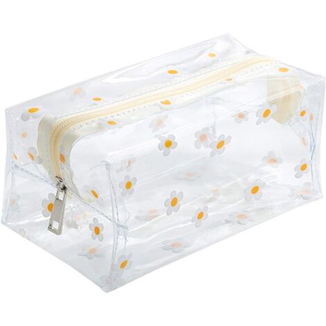 Trousse à cosmétiques transparente pour femmes en dessin animé mignon (chrysanthème),