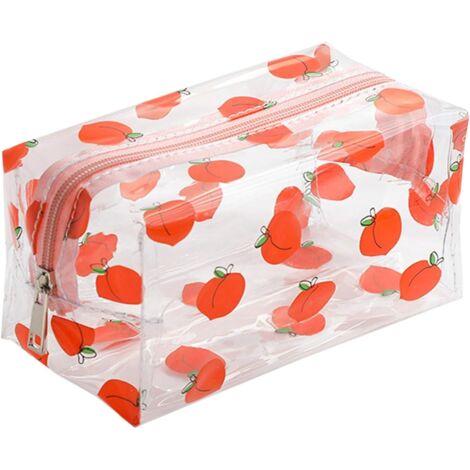 Trousse à cosmétiques transparente pour femmes en dessin animé mignon (pêche),
