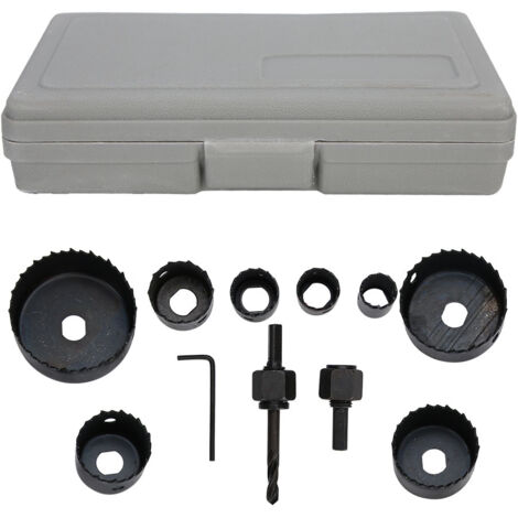 Trousse de 11 Scies Cloches en Acier Rapide pour PVC, Bois et Planches - Outil de Forage Menuiserie Noir