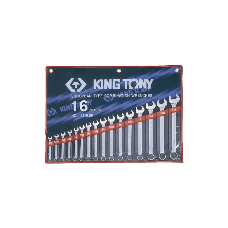 King Tony - Trousse de 16 clés mixte en pouces 1/4 à 1-1/4