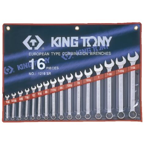 Trousse de 16 clés mixtes en pouces 1/4 à 1-1/4' – Nylon durable – Pour espaces confinés et chantiers humides – King Tony