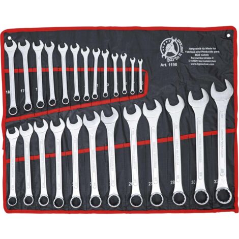 Trousse de 25 clés mixtes 6 à 32 mm – Finition chromée – Hexagone de manœuvre – Compatible boulons standards