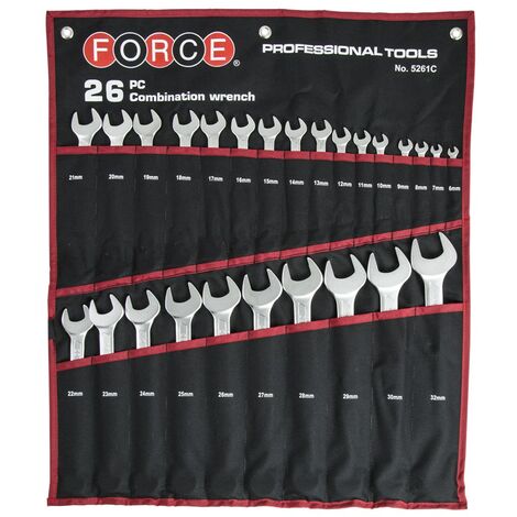 TROUSSE DE 26 CLES MIXTES CHROME VANADIUM 6 à 32 mm CHROMEES SATINEES