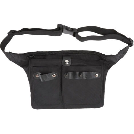 Trousse de coiffure multifonction portable avec pince à cheveux, ciseaux et poche de rangement - Noir