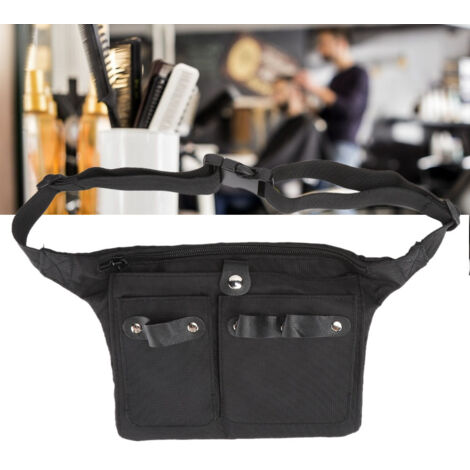 Trousse de coiffure nomade avec accessoires (pince, ciseaux) et compartiment de rangement - Noir
