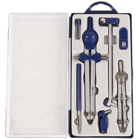 Trousse de Géométrie Extensible en Alliage de Zinc avec Compas de Mathématiques Durable pour Dessin Scolaire et Bureau